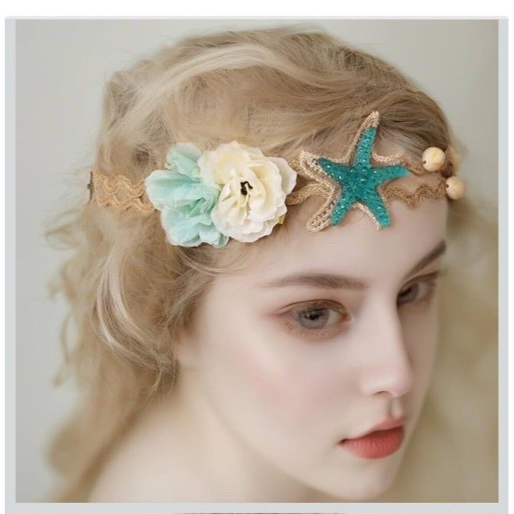 Starfish Hair Vine Seashell Headband Beach Mermaid Hair Accessories for Women